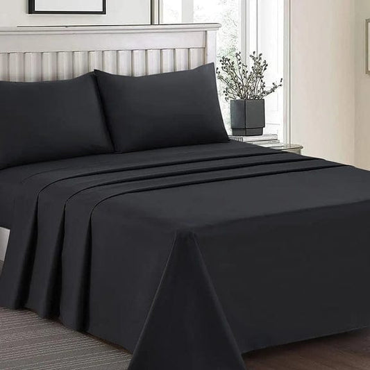 Easy Care Dyed Bed Sheet Set - Black, King Size, 3 Pc