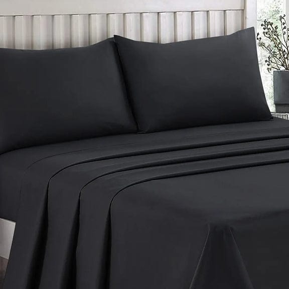 Easy Care Dyed Bed Sheet Set - Black, King Size, 3 Pc