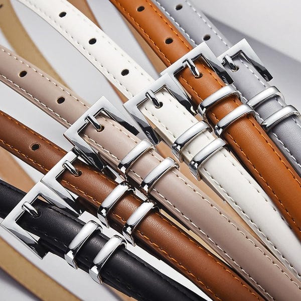 New retro silver buckle belt for women, slimming belt for jeans, fashionable and versatile suit leather belt wholesale (FD)