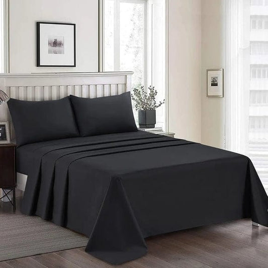 Easy Care Dyed Bed Sheet Set - Black, King Size, 3 Pc