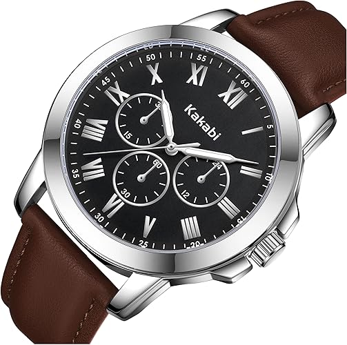 Mens Watches Leather Watch Analog Quartz Watch for Men